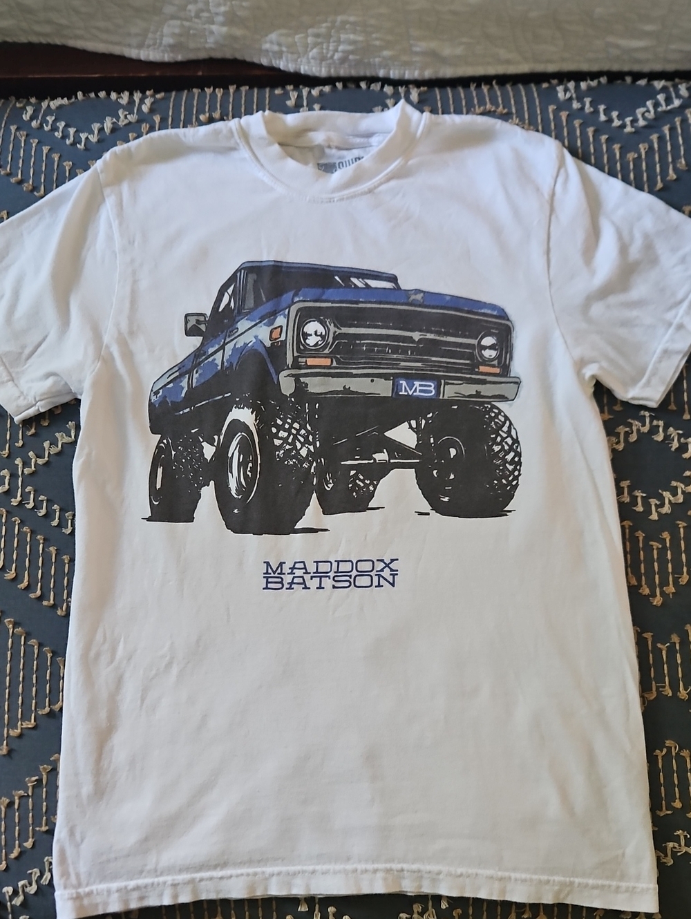Maddox Batson Concert White Tee with Blue Truck
